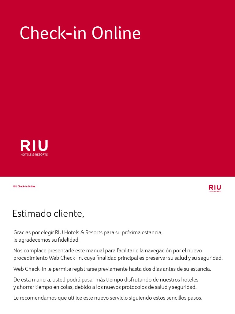 Riu Check in Online | PDF | Finanzas y dinero