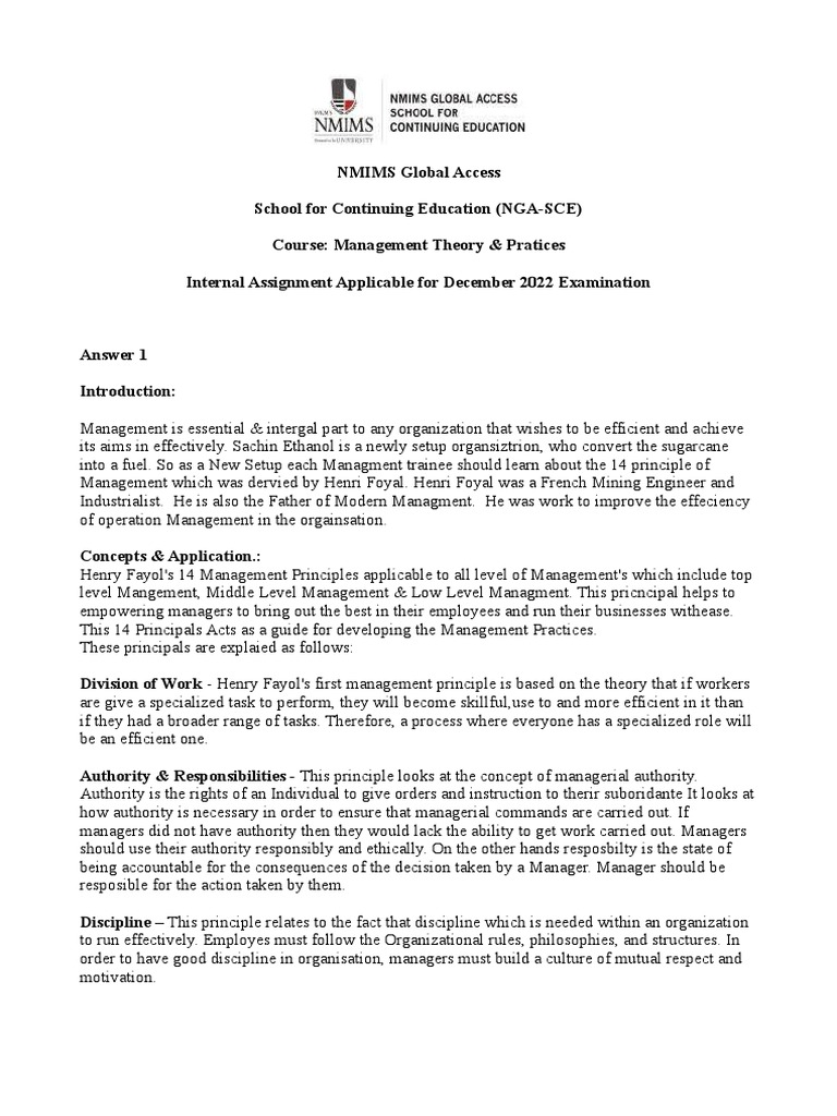Managment theory and pratices pdf cost of living science
