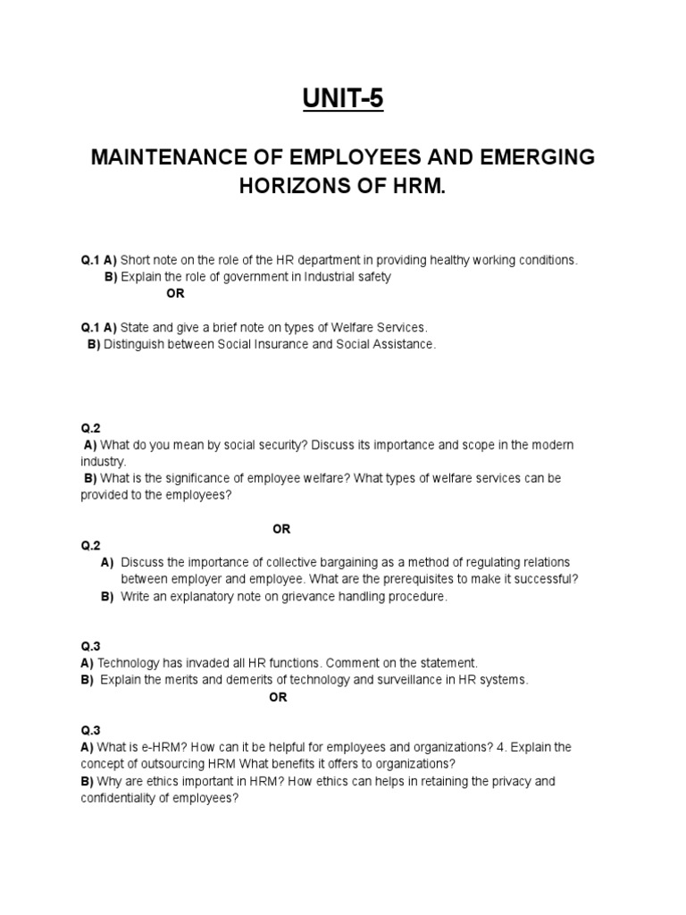 HRM - Unit 5 | Download Free PDF | Human Resource Management | Employment