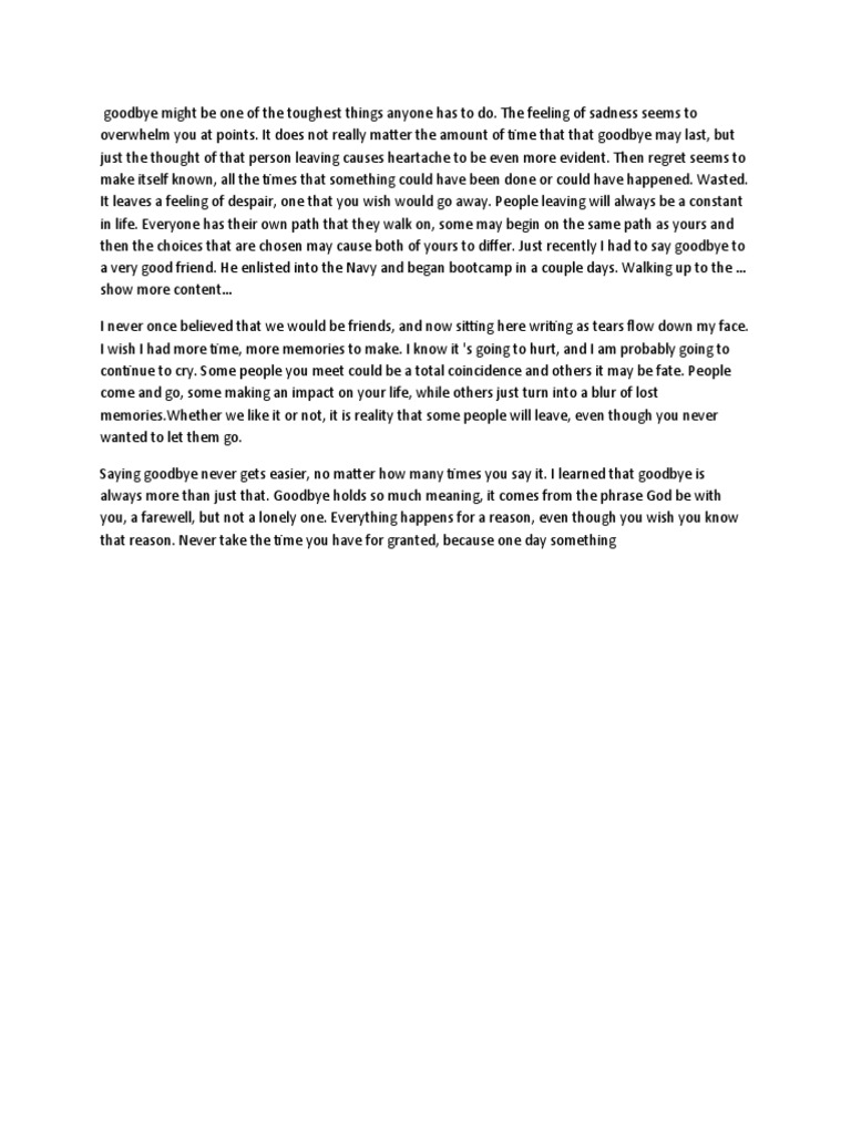 Coping with Heartfelt Goodbyes | PDF