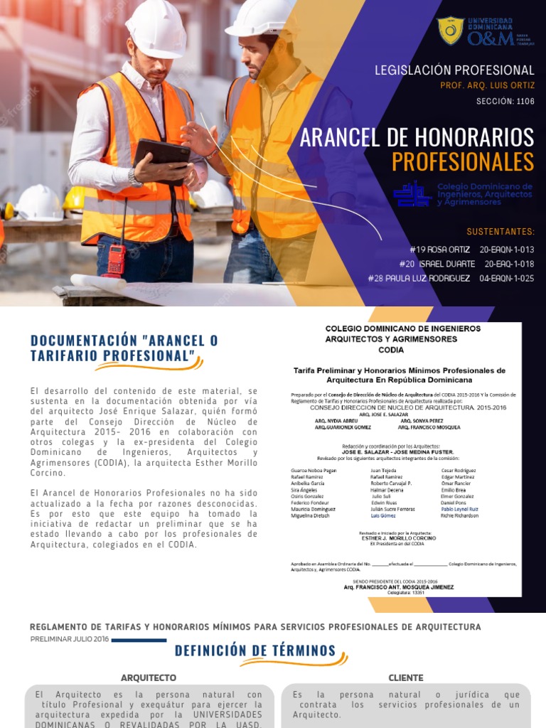 Arancel de Honorarios Profesionales | Descargar gratis PDF | Arquitecto