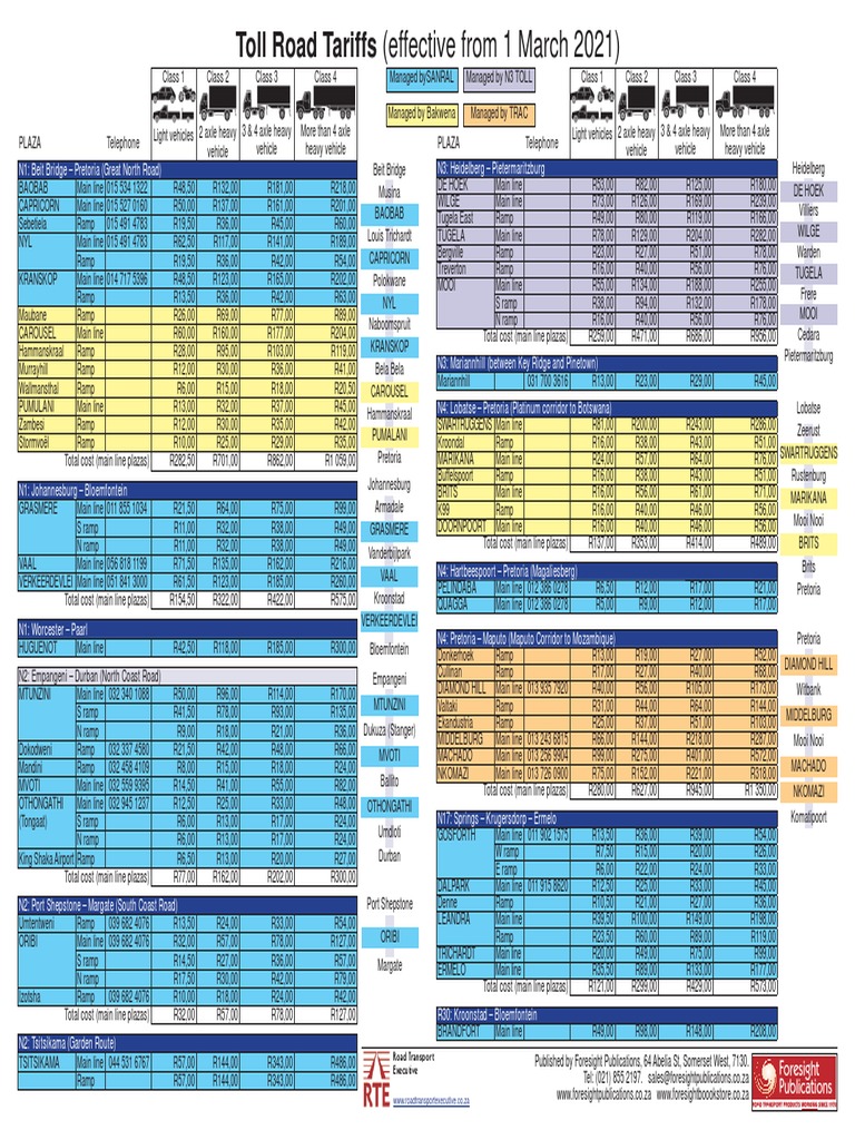 Toll Fees 2021 | PDF