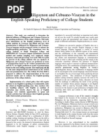 Influence of Hiligaynon and Cebuano-Visayan in The English-Speaking Proficiency of College Students