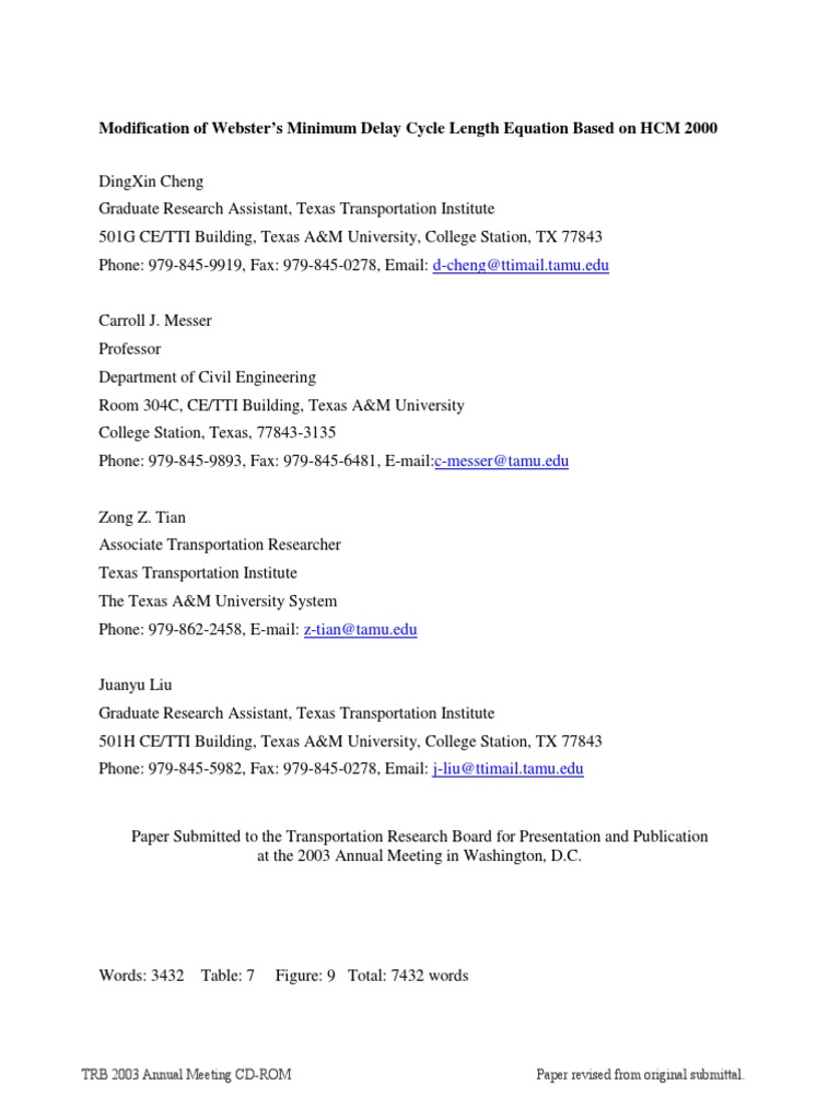 Modified Webster Delay Equation Analysis | PDF | Regression Analysis ...