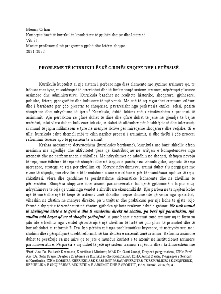 Problemet e Kurrikulws | PDF
