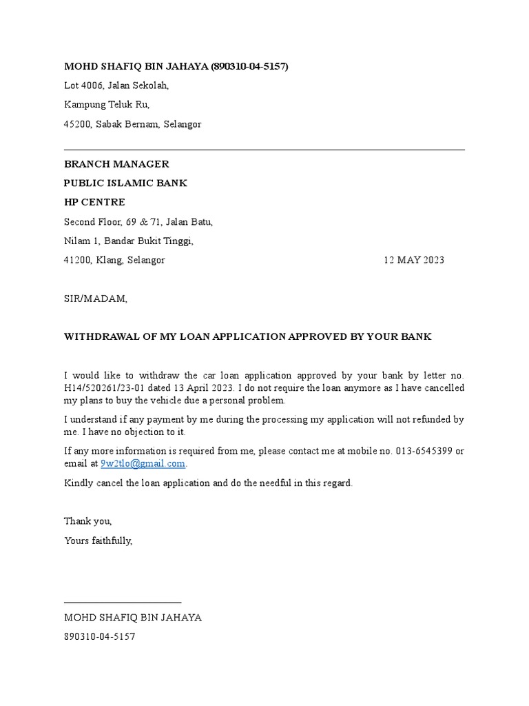 Cancelation Letter | PDF