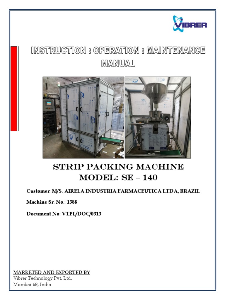 Manual For Strip Packing Machine SE - 140 | PDF | Noise | Power Supply