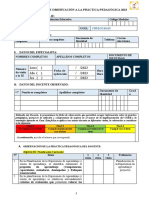 Ficha de Observación A La Práctica Pedagógica I.E #XXX - 2023