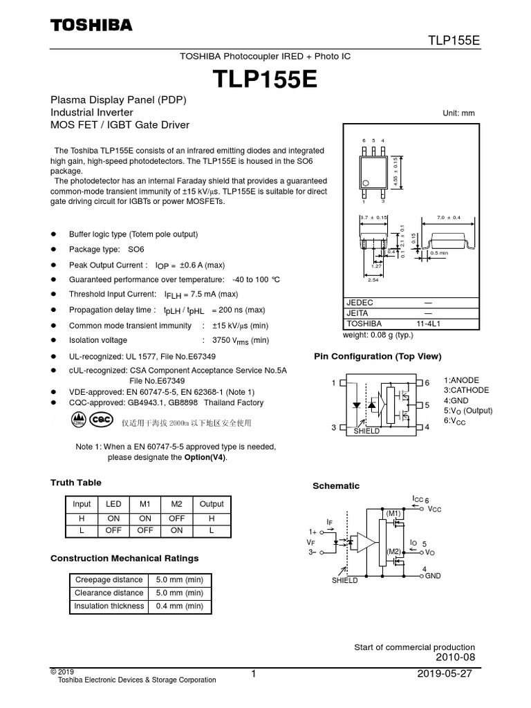TLP155E Toshiba | PDF | Soldering | Electrostatic Discharge