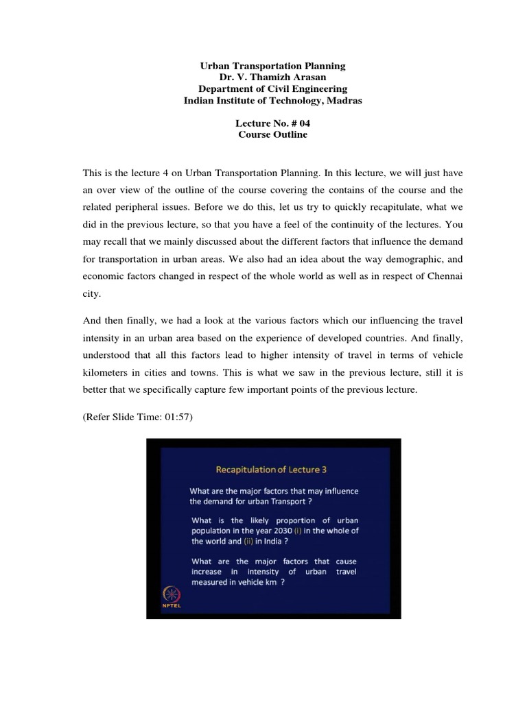 Overview of Urban Transportation Planning | PDF | Transport | Traffic