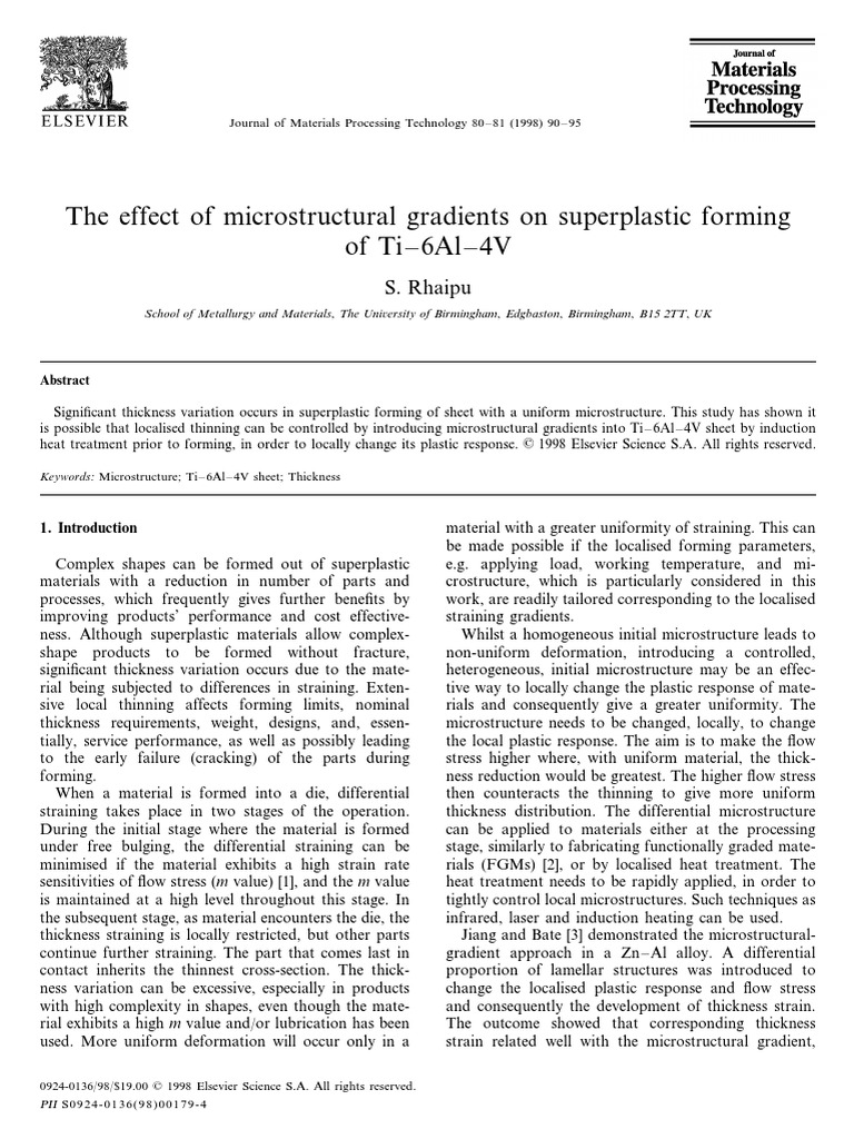 THE EFFECT OF MICROSTRUCTURAL GRADIENTS on superplastic forming of ti