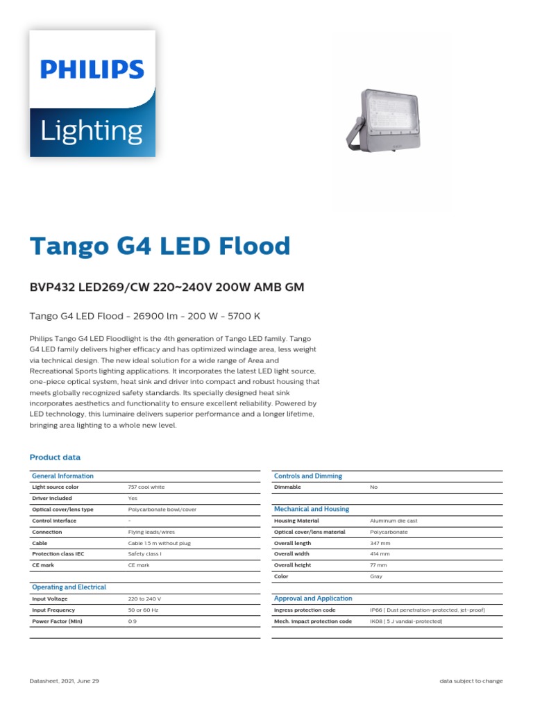 FT Reflectores Tango g4 Led Flood Bvp432 PDF Light Emitting Diode