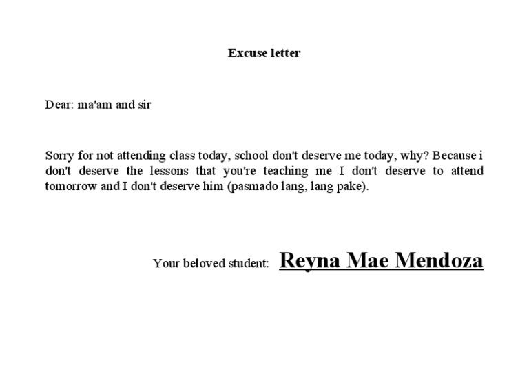 Excuse Letter | PDF