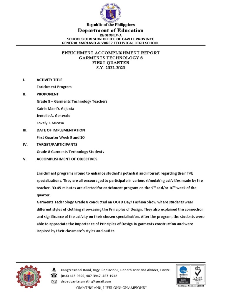 Garments Technology Enrichment Report | PDF | Consumer Goods | Human ...