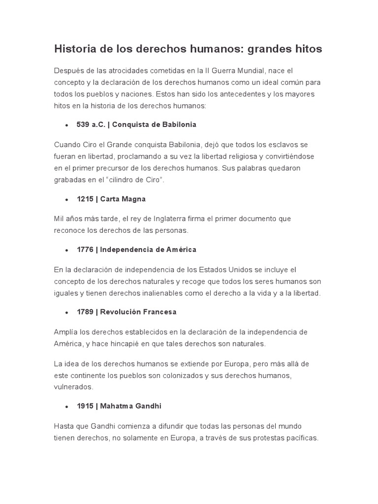 Historia de los derechos humanos | PDF | Derechos humanos | Naciones Unidas