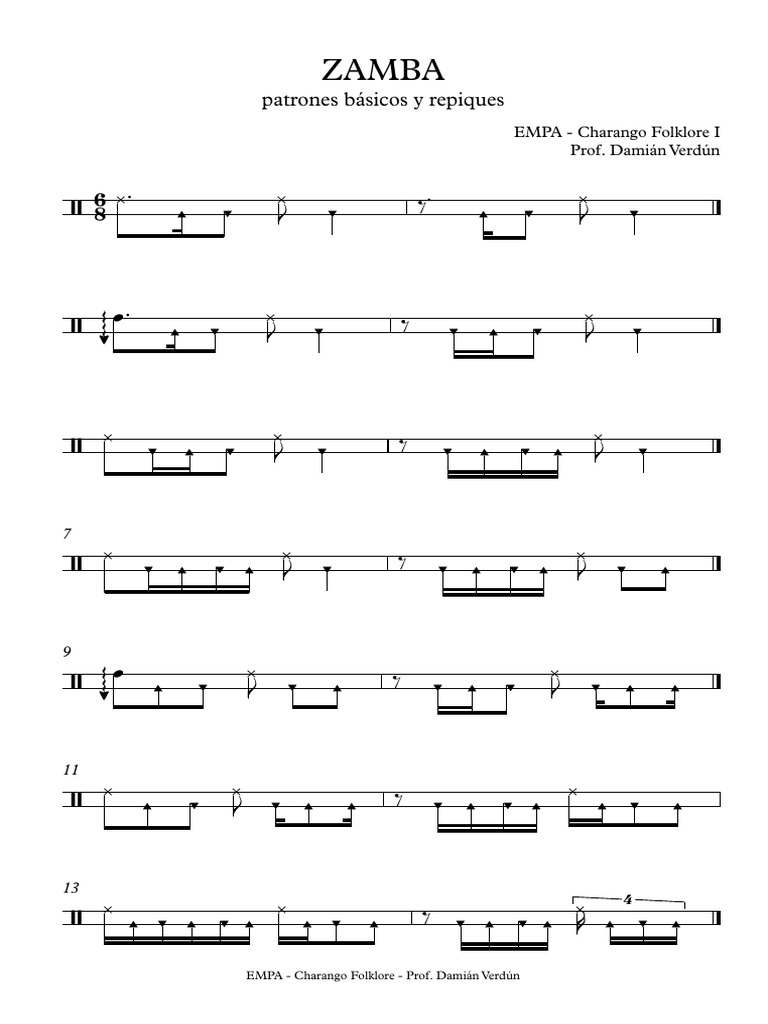 Zamba - Patrones Básicos - Partitura Completa | PDF