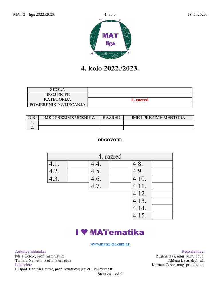 Test OS D 4r 4 Kolo 2022 - 23 | PDF