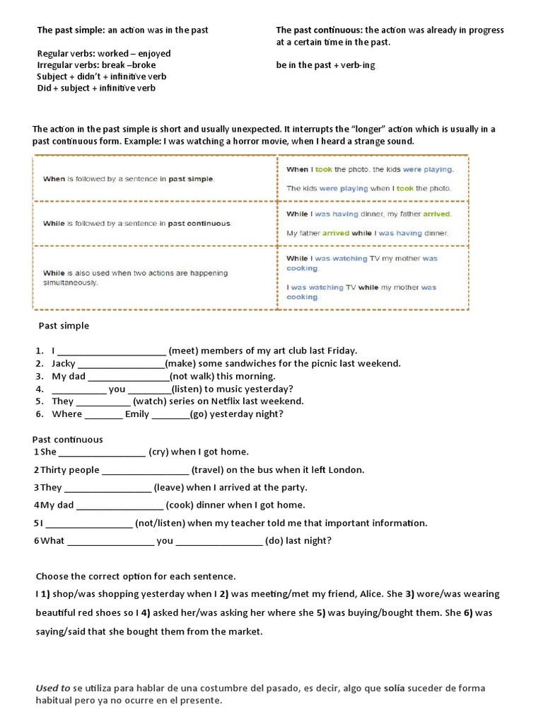 PAST SIMPLE AND PAST CONTINUOUS ESL LIBRARY PDF visual data 4