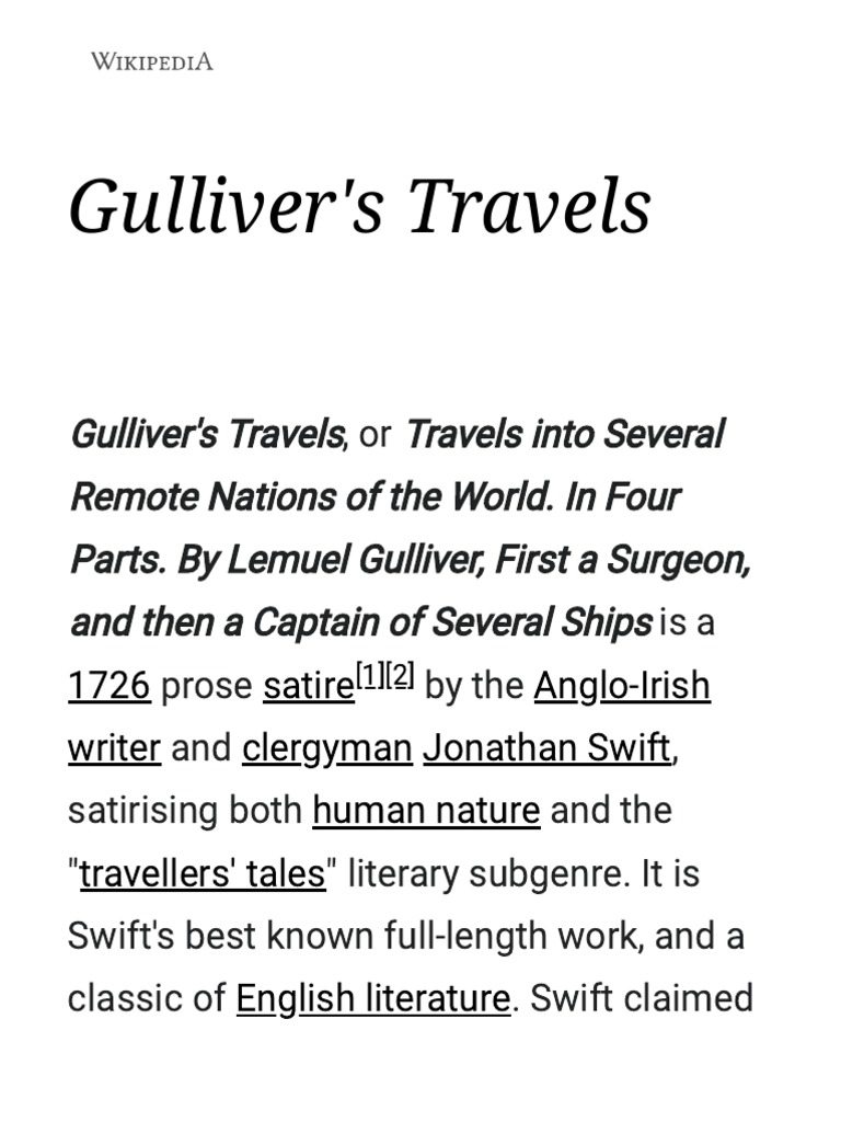 Gulliver's Travels Wikipedia PDF Gulliver's Travels