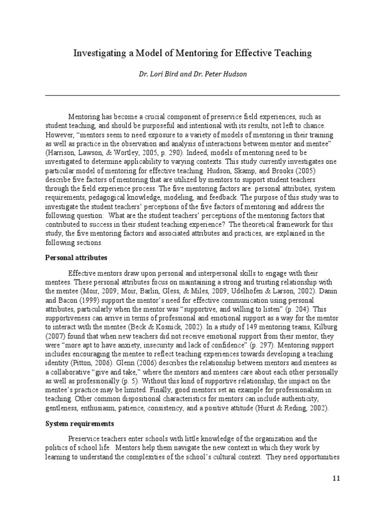 Mentoring Models for Effective Teaching | PDF | Mentorship | Teachers