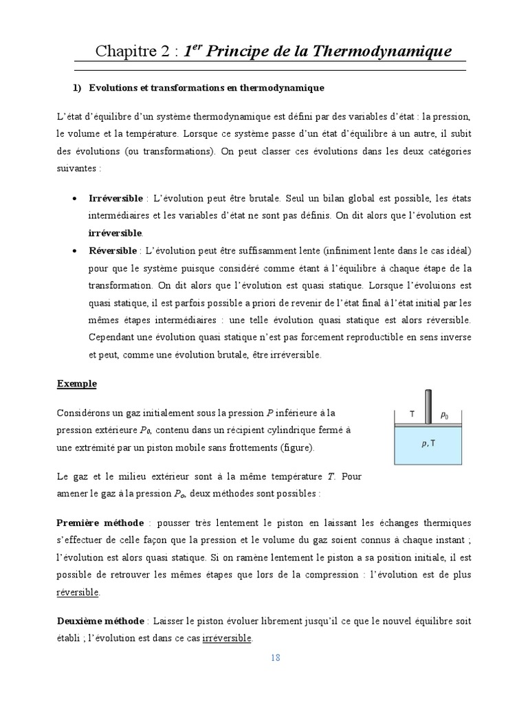 Premier Principe de la Thermodynamique | PDF | Chaleur | Équilibre ...