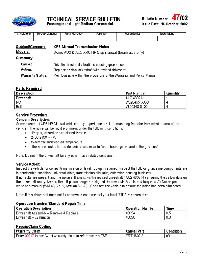 XR6 Manual Transmission Noise PDF Manual Transmission Vehicles