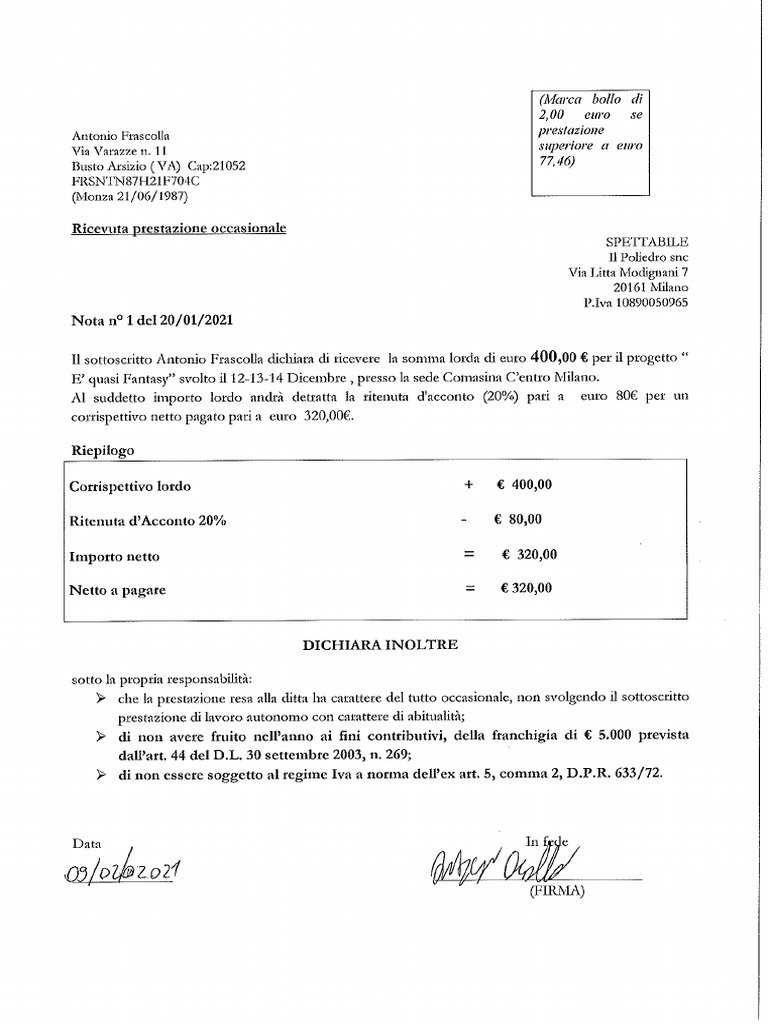 Ricevuta | PDF