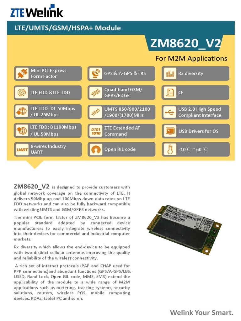 ZM8620_V2 LTE Module Datasheet | PDF | Lte (Telecommunication ...