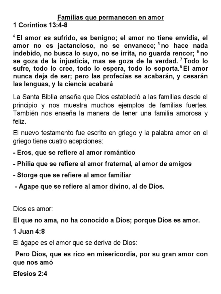 Amor Familiar según la Biblia | PDF | Amor | Cristo (título)