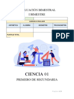 Evaluación Bimestral - Ciencia 1 - Primero Secundaria