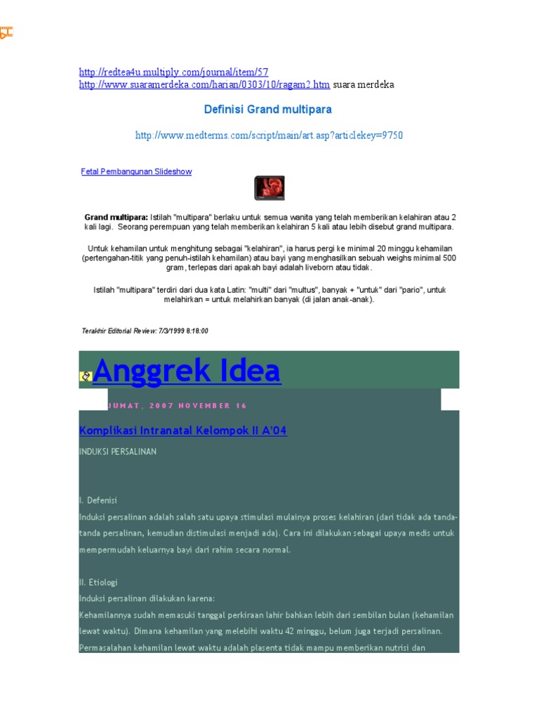 Definisi dan Induksi Grand Multipara | PDF
