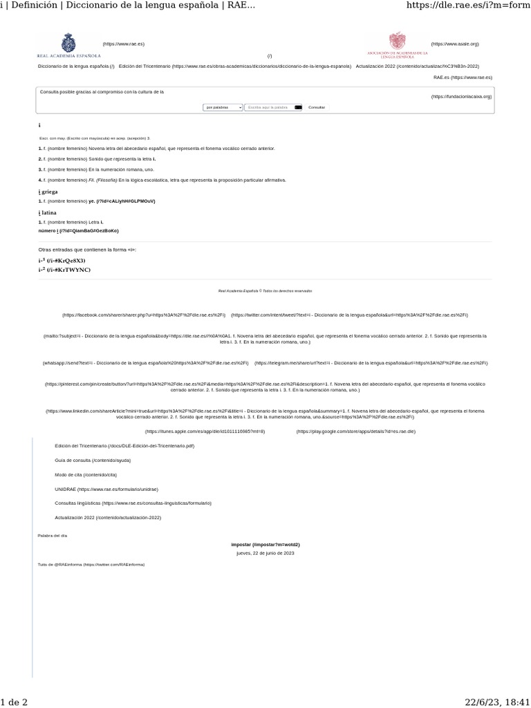Image Result For I Definicin Diccionario De La Lengua Espaola Rae Asale