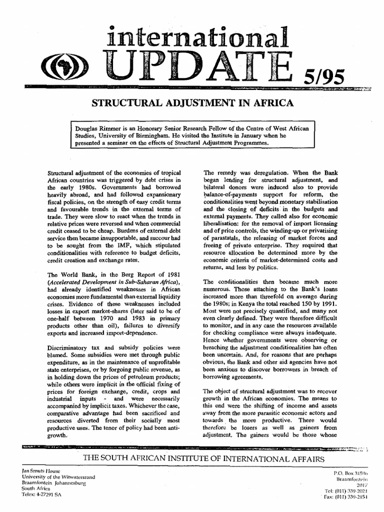 Structural Adjustment in Africa: Overview | PDF | International ...