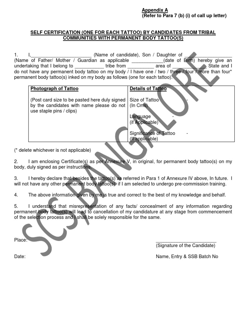 Call Up Letter SCS Bangalore For Nda (Men) 151 Course PDF Tattoo