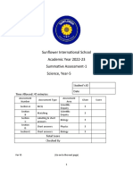 Sunflower International School Academic Year 2022-23 Summative Assessment-1 Science, Year-5