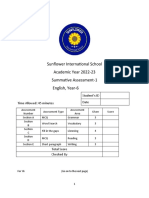Sunflower International School Academic Year 2022-23 Summative Assessment-1 English, Year-6