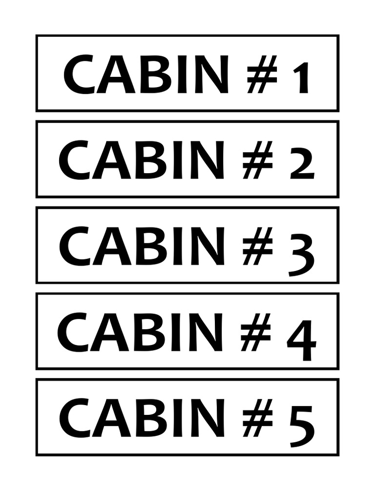 Cabin Numbers PDF