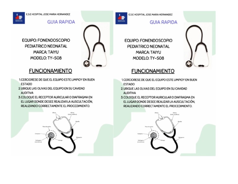Fonendoscopio Pediatrico Neonatal Taiyu Ty-S08 | PDF