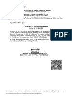 Constancia de Matrícula: Rita Galletti Corrales Nieves Código #2012300009