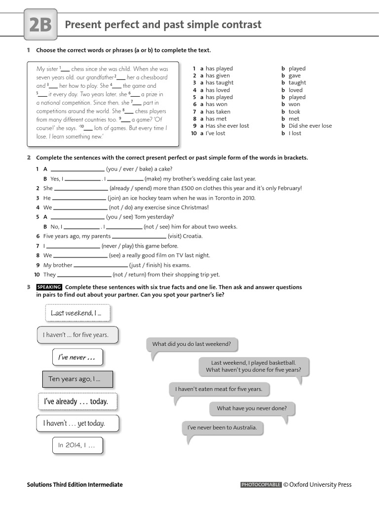 Present Perfect vs Past Simple Exercises | PDF | Linguistics