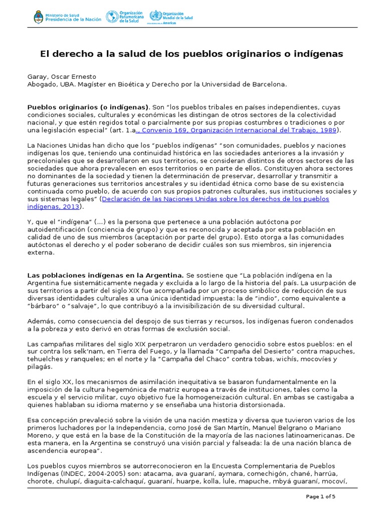 Dels - El Derecho A La Salud de Los Pueblos Originarios o Indigenas ...