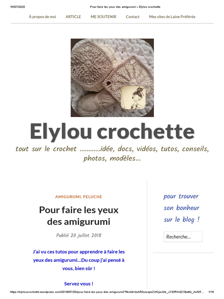 Yeux Au Crochet, PDF, Amigurumi