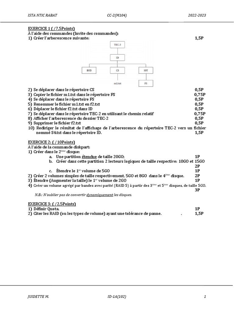 Exercices ISTA NTIC Rabat 2022-2023 | PDF | Données informatiques ...