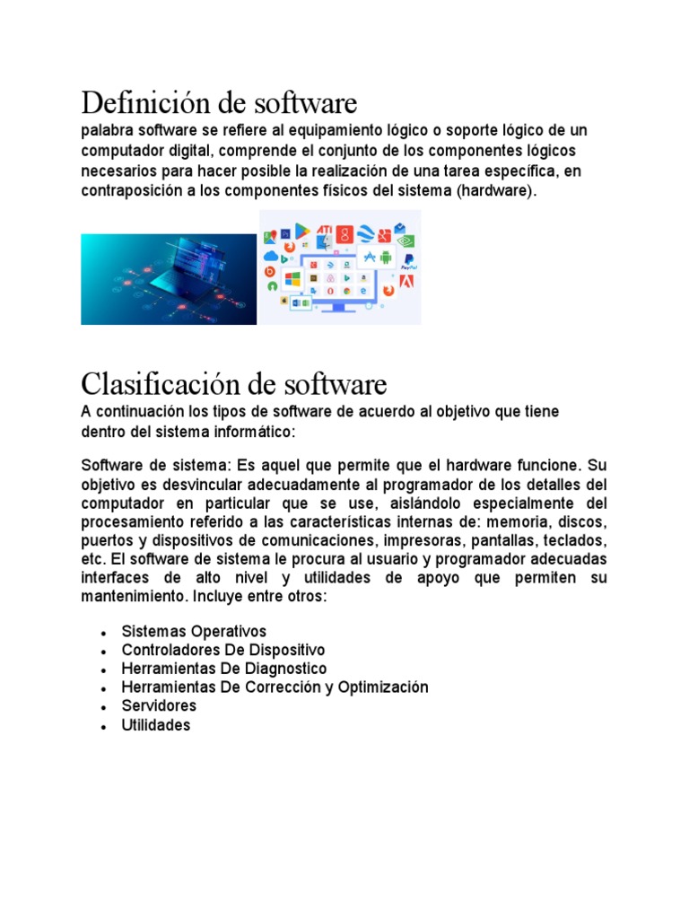 Definición de Software | PDF | Software | Hardware de la computadora