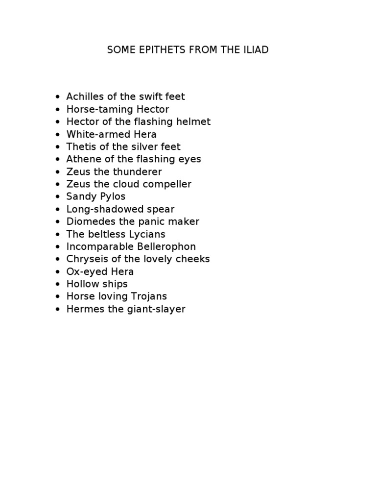 Iliad Epithets PDF