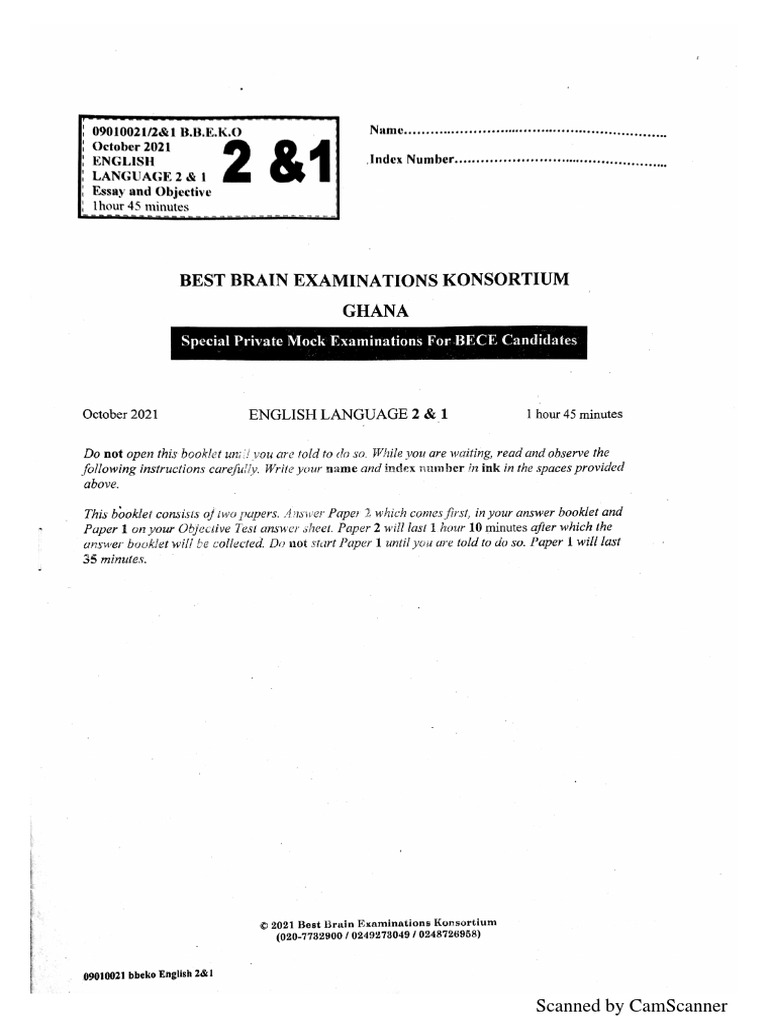 Best Brain Omega Mock English Paper Marking Scheme PDF