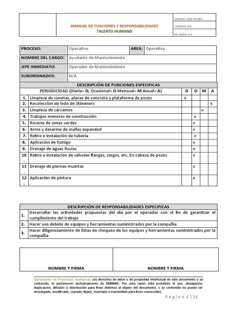 Manual de Funciones Talento Humano | PDF | Propiedad intelectual ...