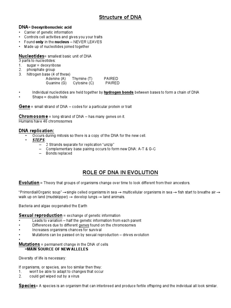 Microsoft Word - All Adaptation & Evolution NOTES | PDF