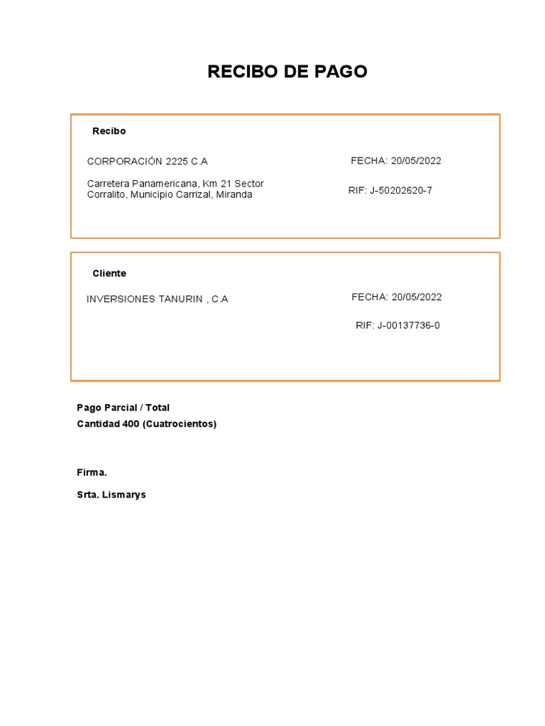 Modelo de Recibo de Pago | PDF