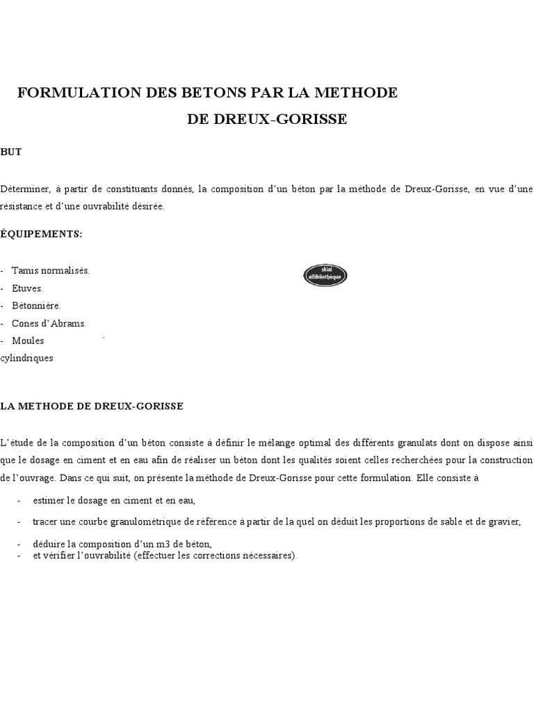 Formulation Des Betons Par La Methode PDF Free | PDF | Béton ...